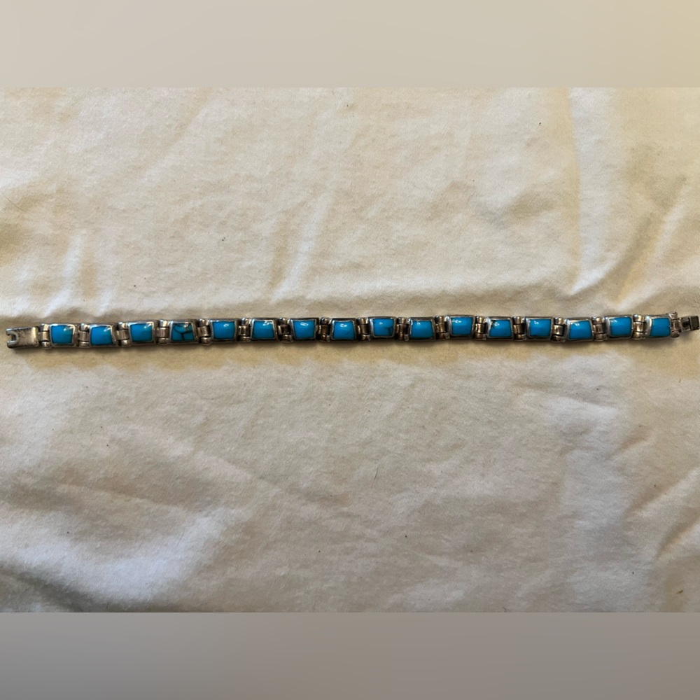 Silver and turquoise bracelet